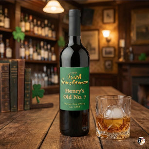 Personalisiertes irisches Gentleman-Whiskey-Flasch Weinetikett
