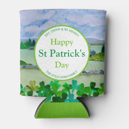 Personalisiertes irisches Kleeblatt Dosenkühler (Vorderseite)