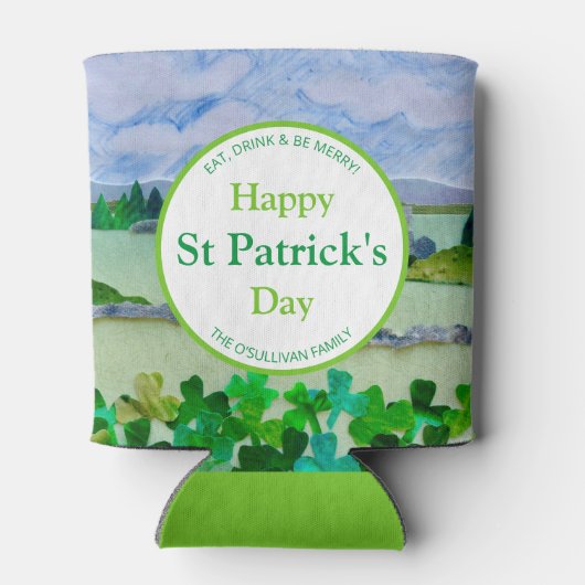 Personalisiertes irisches Kleeblatt Dosenkühler (Rückseite)