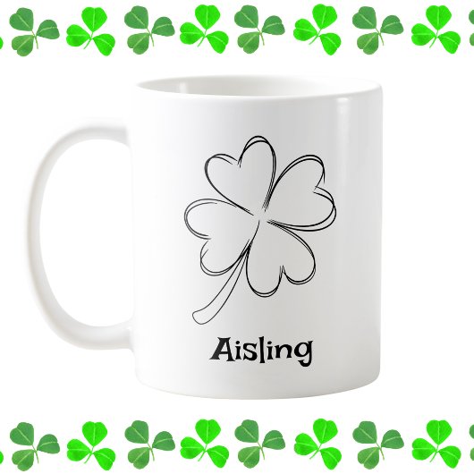 Personalisiertes irisches Kleeblatt Kaffeetasse