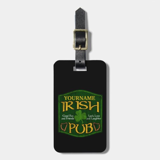 Personalisiertes irisches Pub-Schild Gepäckanhänger (Vorderseite vertikal)