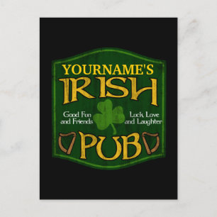 Personalisiertes irisches Pub-Schild Postkarte