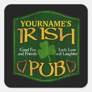 Personalisiertes irisches Pub-Schild Quadratischer Aufkleber