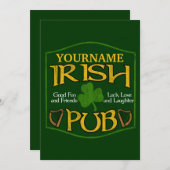 Personalisiertes irisches Pub-Zeichen Einladung (Vorne/Hinten)