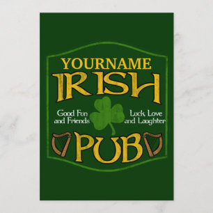 Personalisiertes irisches Pub-Zeichen Einladung