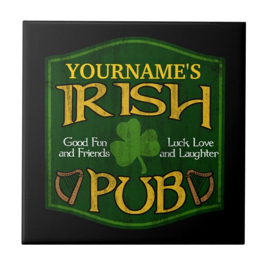 Personalisiertes irisches Pub-Zeichen Fliese (Vorderseite)