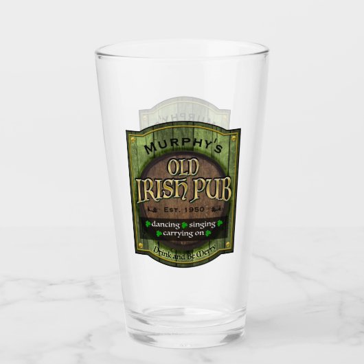 Personalisiertes irisches Pub-Zeichen Glas (Vorderseite)