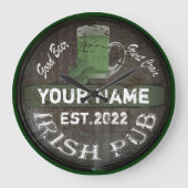 Personalisiertes irisches Pub-Zeichen Große Uhr (Vorderseite)