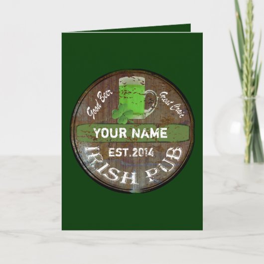 Personalisiertes irisches Pub-Zeichen Karte (Vorderseite)