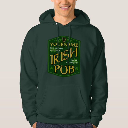 Personalisiertes irisches Pub-Zeichen-mit Kapuze Hoodie (Vorderseite)