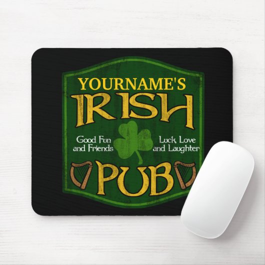 Personalisiertes irisches Pub-Zeichen Mousepad (Mit Mouse)