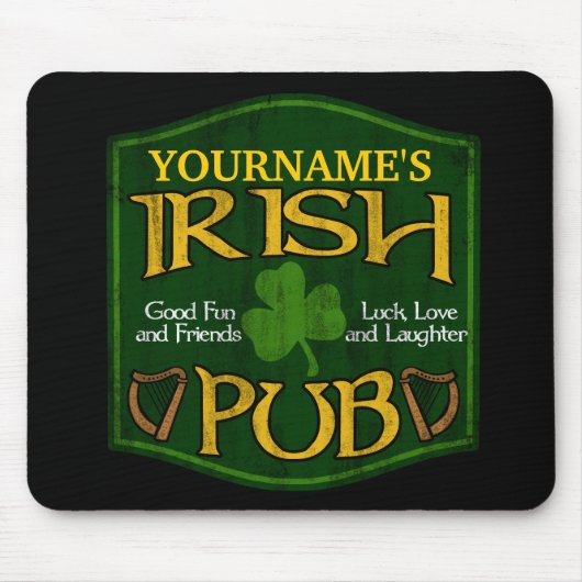 Personalisiertes irisches Pub-Zeichen Mousepad (Vorne)