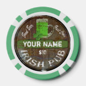 Personalisiertes irisches Pub-Zeichen Pokerchips (Rückseite)