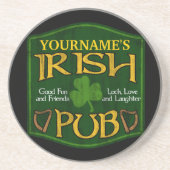Personalisiertes irisches Pub-Zeichen Sandstein Untersetzer (Vorne)