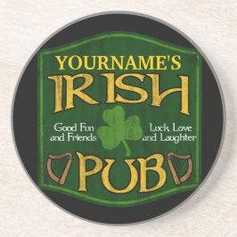 Personalisiertes irisches Pub-Zeichen Sandstein Untersetzer