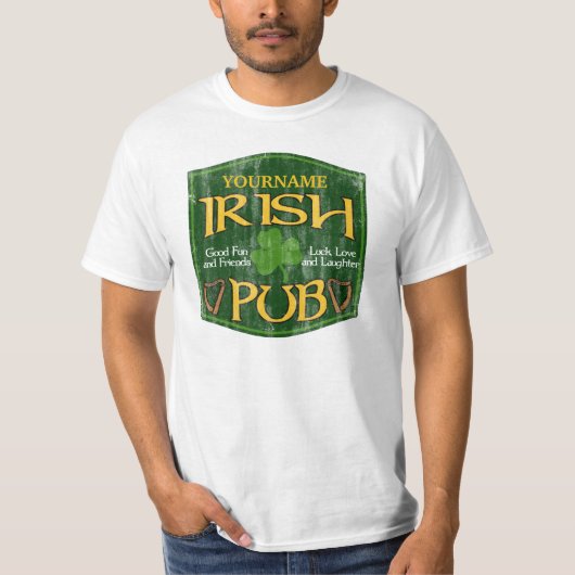 Personalisiertes irisches Pub-Zeichen T-Shirt (Vorderseite)