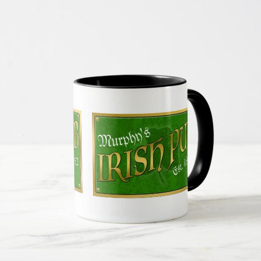 Personalisiertes irisches Pub-Zeichen Tasse (VorderseiteRechts)