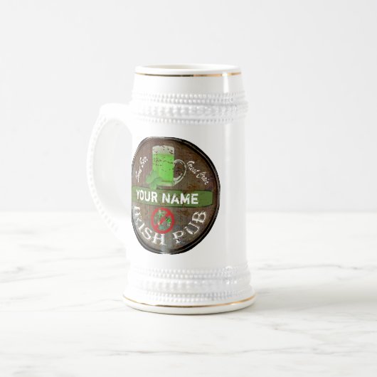 Personalisiertes irisches Pubzeichen Bierglas (Vorderseite Links)