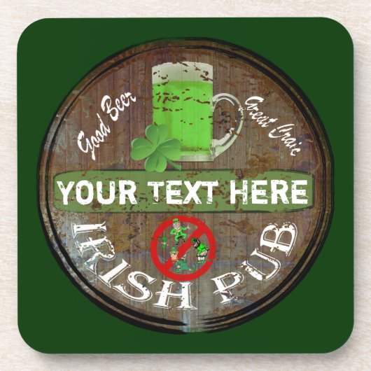 Personalisiertes irisches Pubzeichen Getränkeuntersetzer (Vorderseite)