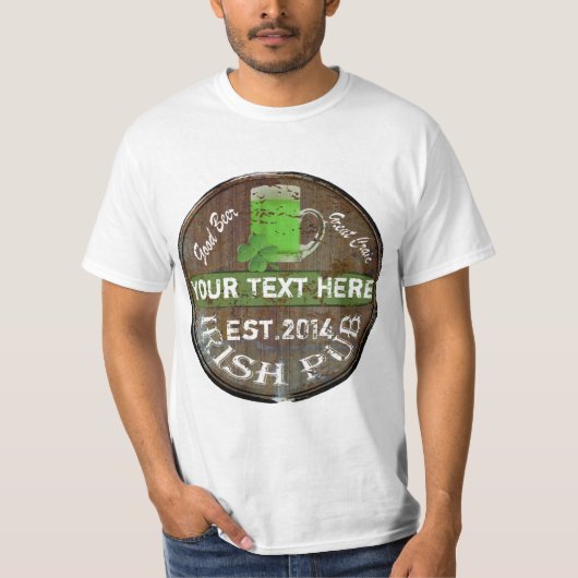 Personalisiertes irisches Pubzeichen T-Shirt (Vorderseite)