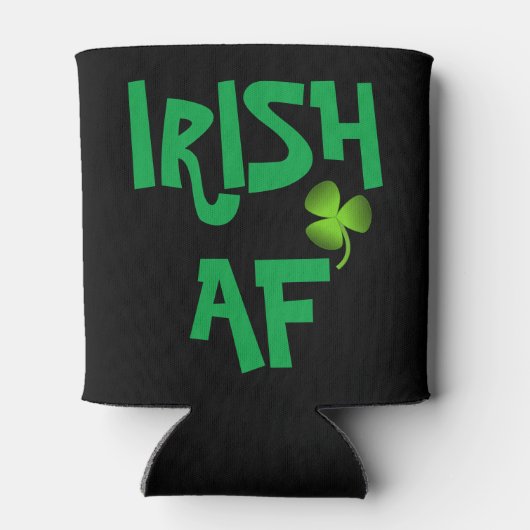 Personalisiertes Irish AF Kleeblatt Black Can Cool Dosenkühler (Rückseite)