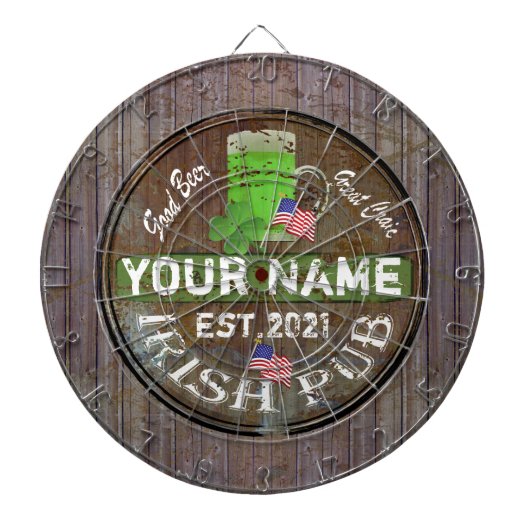 Personalisiertes Irish American Pub sign Dart Boar Dartscheibe (vorne)