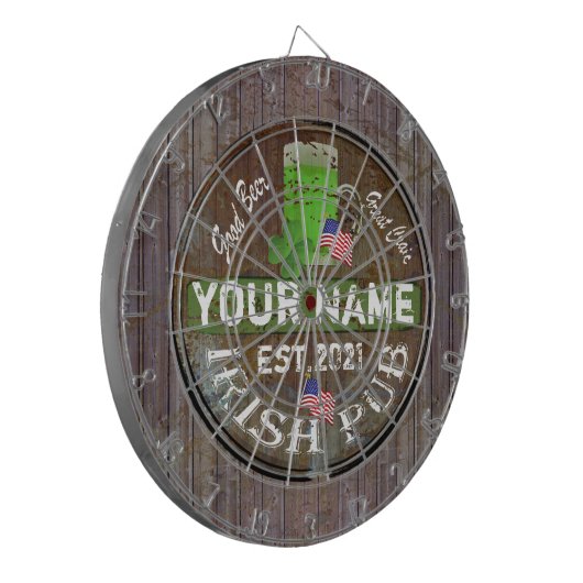 Personalisiertes Irish American Pub sign Dart Boar Dartscheibe (Vorderseite Links)