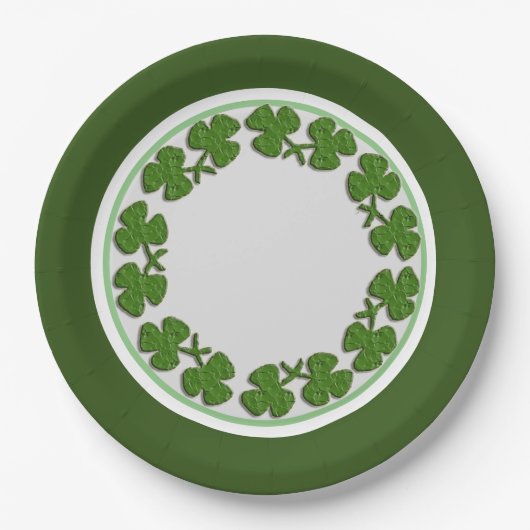 Personalisiertes Irish Kleeblatt St Patricks Day P Pappteller (Vorderseite)