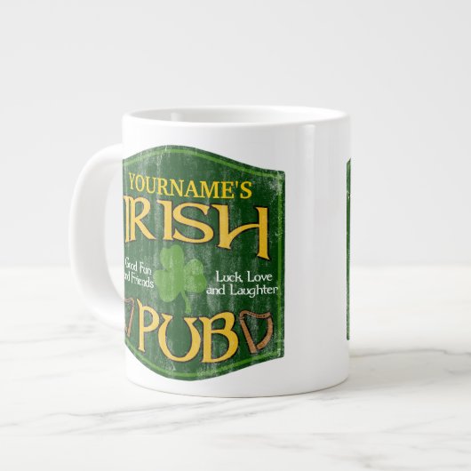 Personalisiertes Irish Pub-Zeichen Jumbo-Tasse (Vorderseite Links)