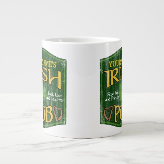 Personalisiertes Irish Pub-Zeichen Jumbo-Tasse (Vorderseite)