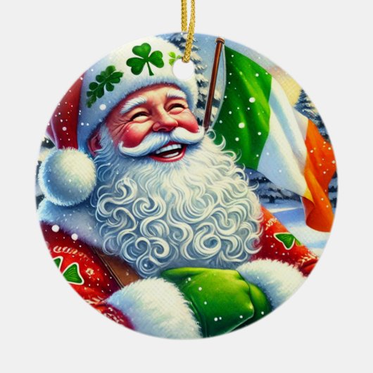 Personalisiertes Irish Santa Christmas Ornament (Vorne)