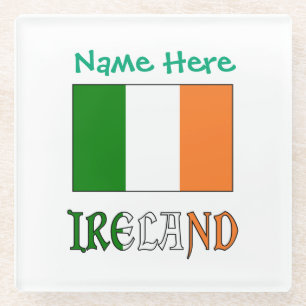 Personalisiertes Irland-Flagge-Erbe Glasuntersetzer