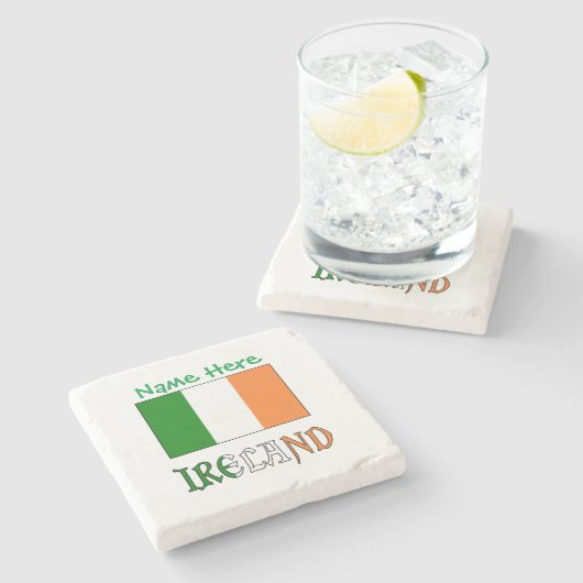 Personalisiertes Irland-Flagge-Erbe Steinuntersetzer (Seitenansicht)