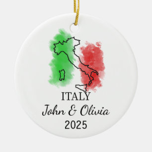 Personalisiertes Italien-Ornament, Italien-Flagge- Keramik Ornament