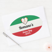 Personalisiertes italienisches "Family Sauce Day"- Ovaler Aufkleber (Umschlag)