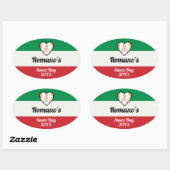 Personalisiertes italienisches "Family Sauce Day"- Ovaler Aufkleber (Blatt)