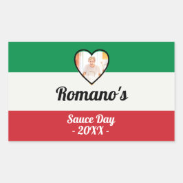 Personalisiertes italienisches "Family Sauce Day"- Rechteckiger Aufkleber