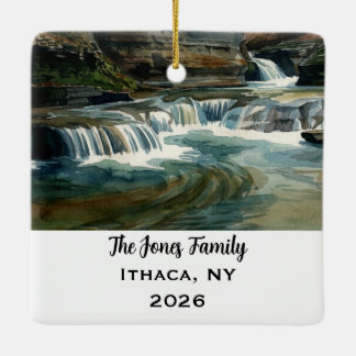 Personalisiertes Ithaca, NY Weihnachten Keramikornament