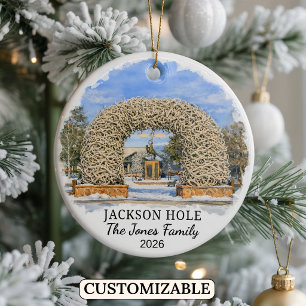 Personalisiertes Jackson Hole Mountain Resort, Wyo Keramik Ornament