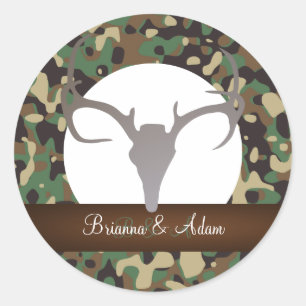 Personalisiertes Jagdthema Antlers Camouflage Hoch Runder Aufkleber