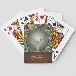 Personalisiertes Jagdthema Deer Antlers Grüne Camo Spielkarten