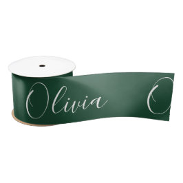 Personalisiertes Jägergrün Elegantes Namens-Satin Satinband