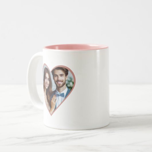 Personalisiertes Jahr Custom Foto Heart Pink Zweifarbige Tasse (Vorderseite Links)