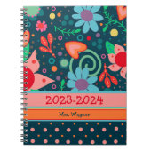 Personalisiertes Jahr Lehrer fröhlich Hübsche Blüt Notizblock (Vorderseite)