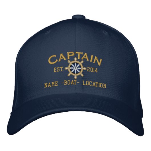 Personalisiertes Jahr und Name Captain Wheel Bestickte Baseballkappe (Vorderseite)