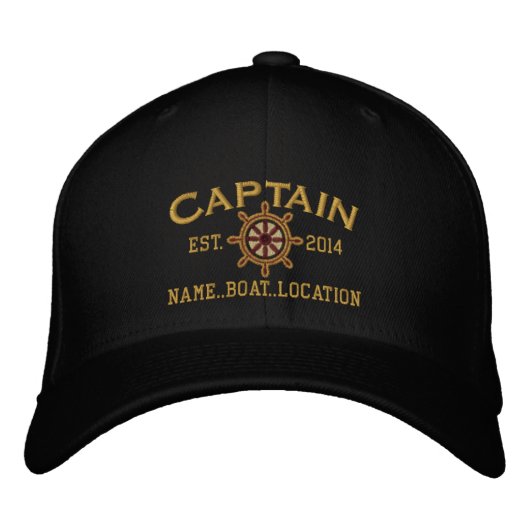 Personalisiertes Jahr und Name Captain Wheel Bestickte Kappe (Vorderseite)