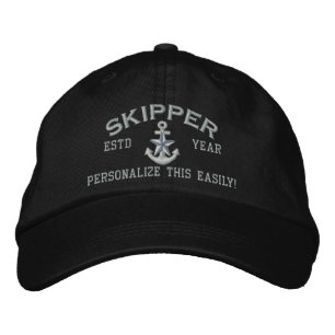 Personalisiertes Jahr und Namen Skipper Silver Sta Bestickte Baseballkappe