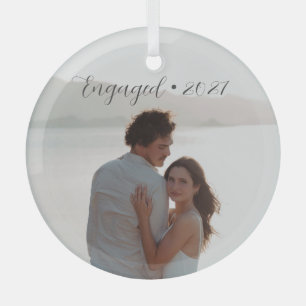Personalisiertes Jahr Verlobte Weihnachtsschrift Ornament Aus Glas