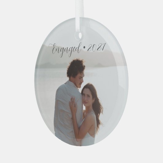 Personalisiertes Jahr Verlobte Weihnachtsschrift Ornament Aus Glas (Vorderseite links)