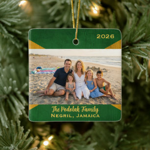 Personalisiertes Jamaika-Strandreise-Foto-Weihnach Keramikornament